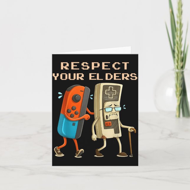 Carte Respect Your Elders Retro Gaming Funny Gamer Contr (Devant)