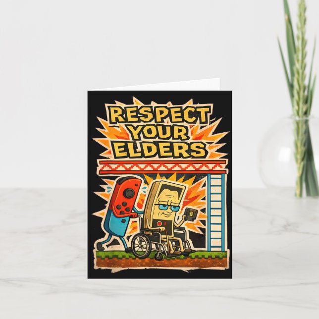 Carte Respect Your Elders Retro Gaming Funny Gamer Contr (Devant)