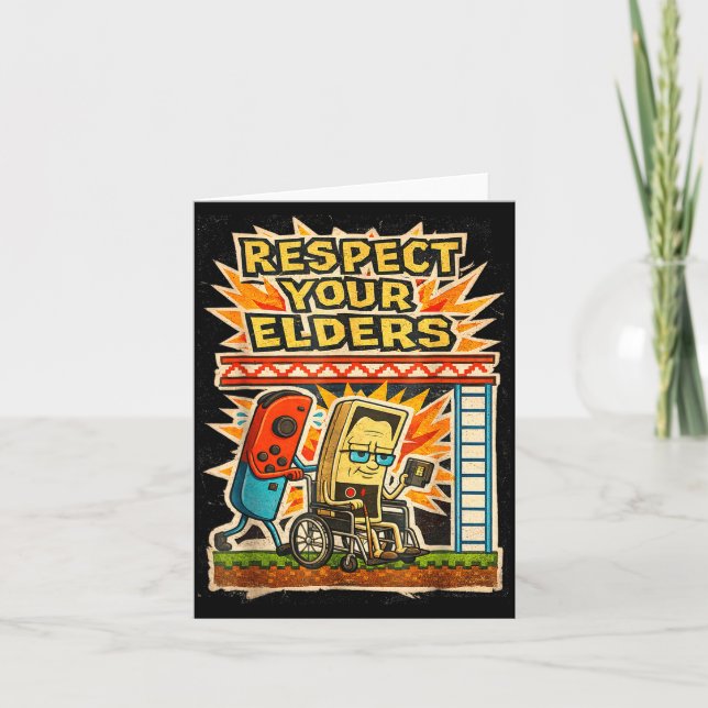 Carte Respect Your Elders Retro Gaming Funny Gamer Contr (Devant)