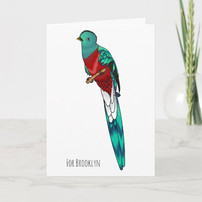 Carte Resplendent quetzal bird cartoon illustration (Devant)