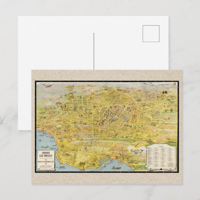 Carte restaurée du Grand Los Angeles vintage 1932 (Devant / Derrière)