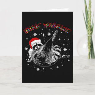 Carte Reste Noël Trashy Raton Laveur Xmas Panda Ordures