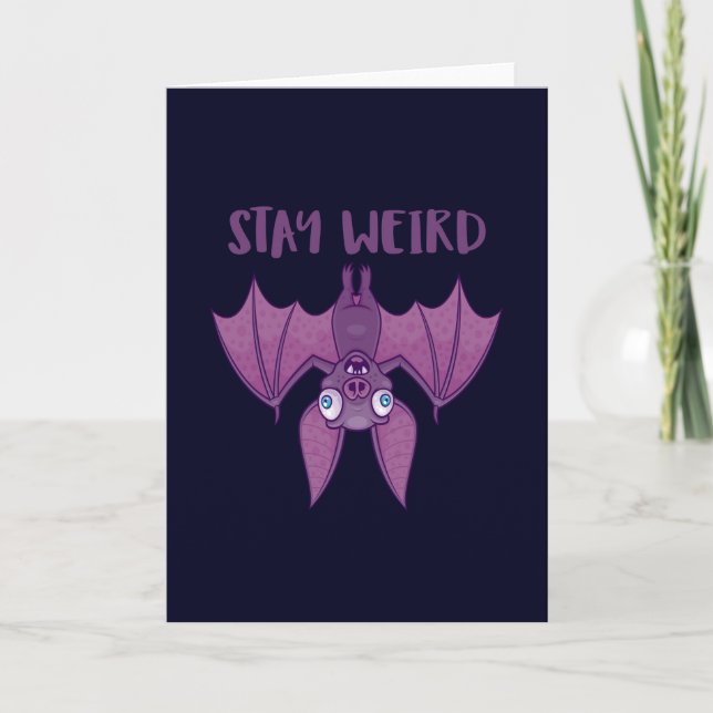 Carte Restez Bizarre Chauve-Souris de Dessin Animé (Devant)