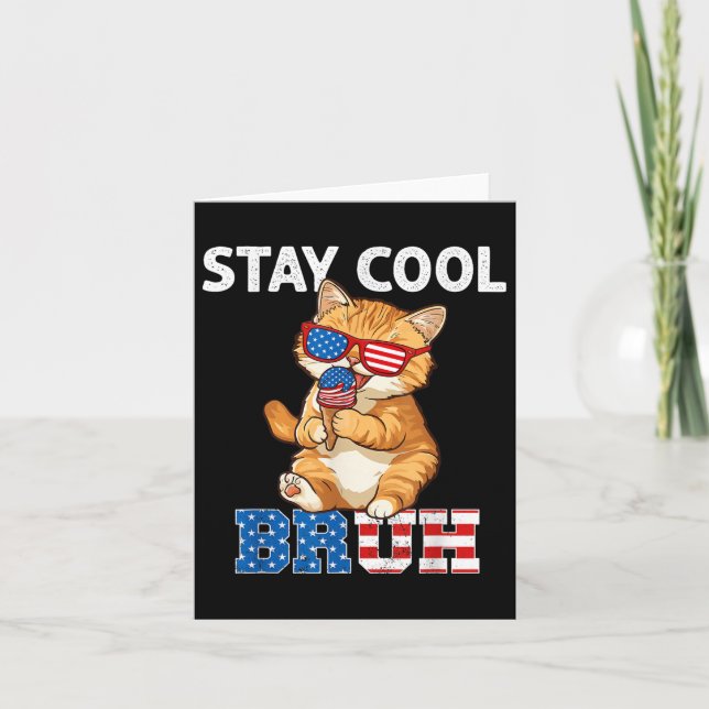 Carte Restez Cool Chat Popsicle Lover Drapeau américain  (Devant)