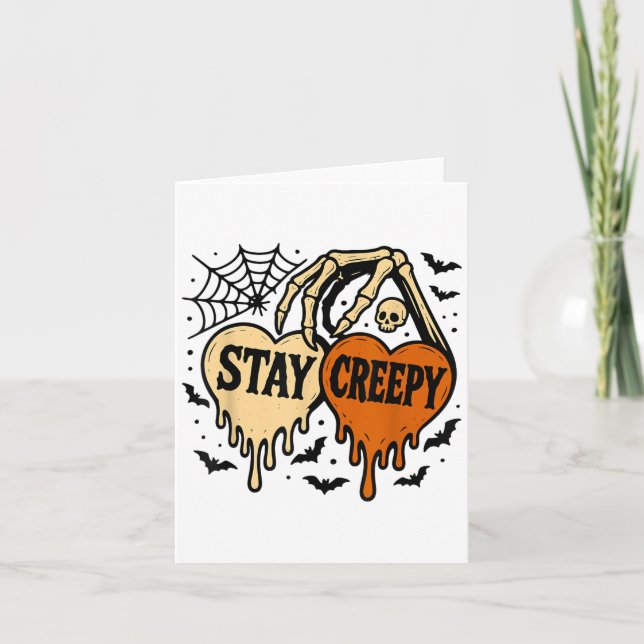 Carte Restez Déplaisant, Halloween Coeur, Skeleton Ha (Devant)