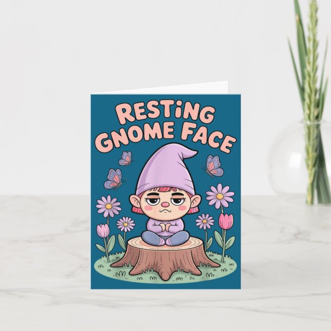Carte Resting Gnome Face Cute Funny Christmas Kawaii Car (Devant)