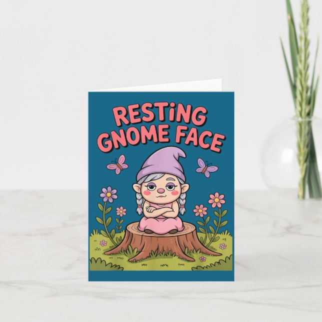 Carte Resting Gnome Face Cute Funny Christmas Kawaii Car (Devant)