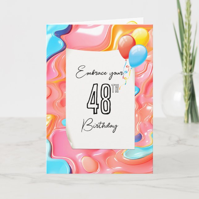 Carte Résumé 3D abstrait psychédélique pour 48e annivers (Devant)