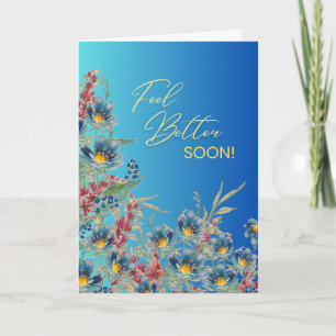 Carte Rétablis-toi vite – Élégante florale aquarelle ble