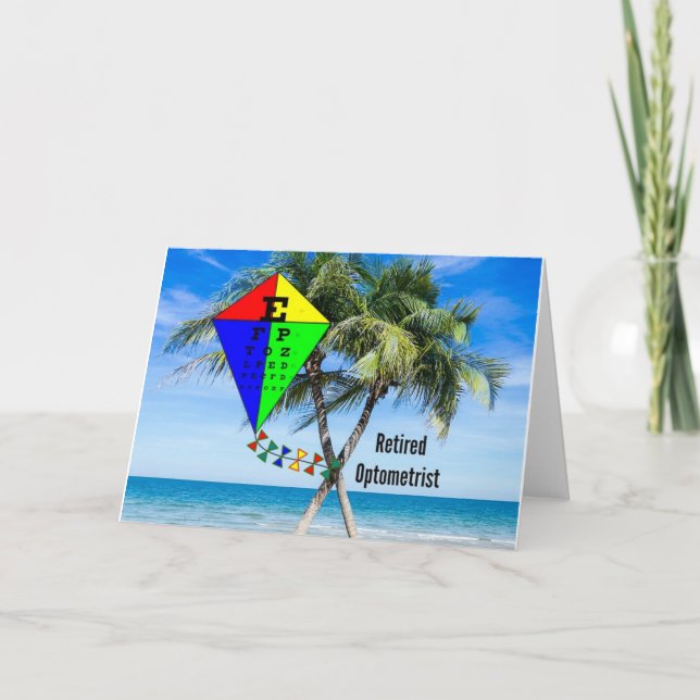 Carte Retired Optometrist, Colorful Beach Design (Devant)