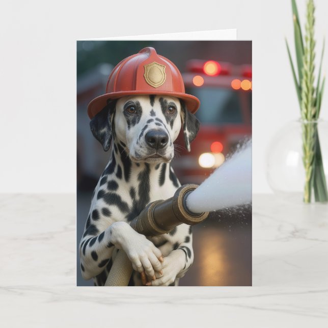 Carte Retirement Dalmatian Dog Holding a Fire Hose (Devant)