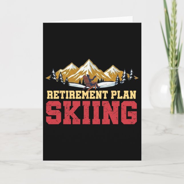 Carte Retirement Plan Skiing Vintage Sunset Retro Skier  (Devant)