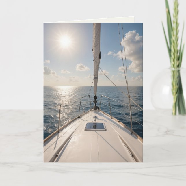 Carte Retirement Sailboat On Calm Ocean Water (Devant)