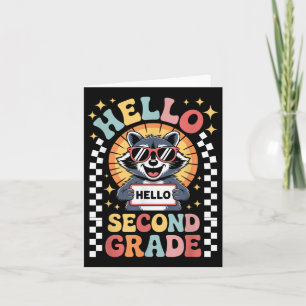 Carte Retour À L'École Bonjour 2E Année Raccoon Deuxième