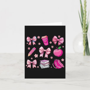 Carte Retour À L'École Coquette Rose Bow Pencil Pomme En