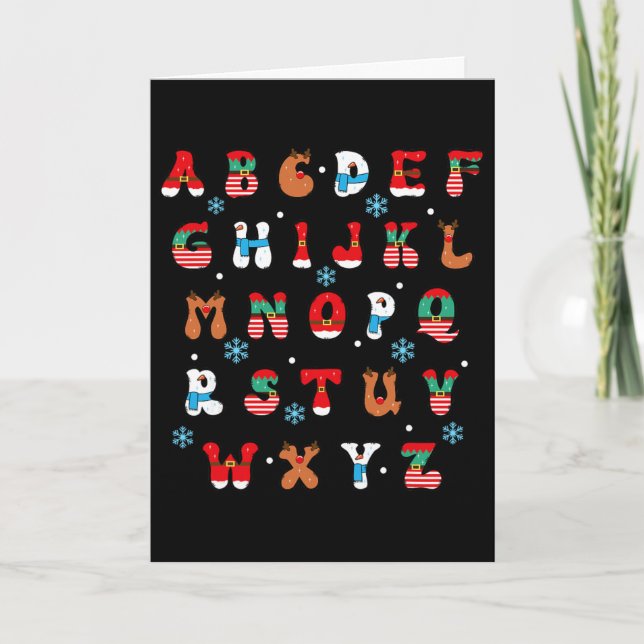 Carte Retour à l'école Enseignant Noël Alphabet Vacances (Devant)