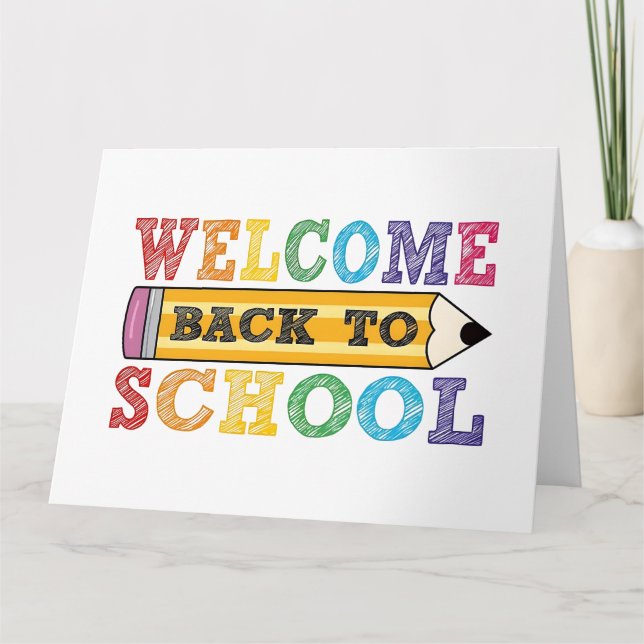 Carte Retour à l'école – Illustration de crayon (Devant)