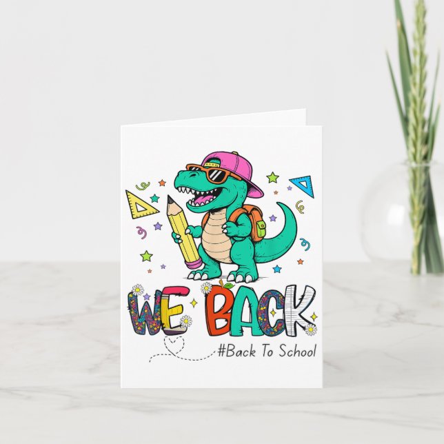 Carte Retour À L'École Premier Jour Dinosaure Enseignant (Devant)