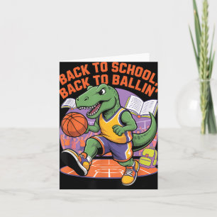 Carte Retour à l'école Retour au Ballin Basketball Dino