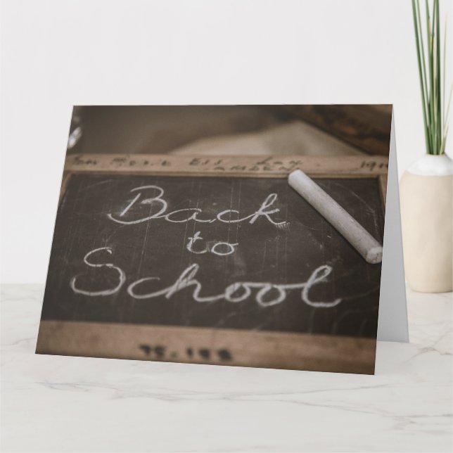Carte Retour à l'école sur un tableau d'école ancien (Devant)
