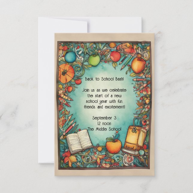 Carte Retour à l'invitation de la fête scolaire (Devant)