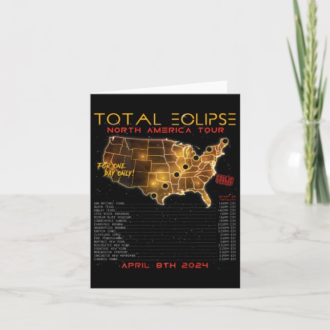 Carte Retour) Total Solar Eclipse 2024 North America Tou (Devant)