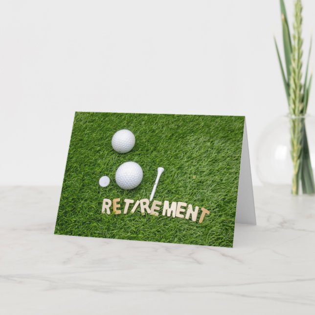 Carte Retraite au golfeur avec balle de golf et tee (Devant)