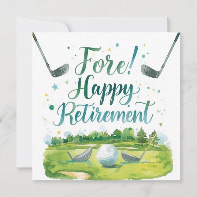 Carte Retraite de golf avec boule sur vert (Devant)