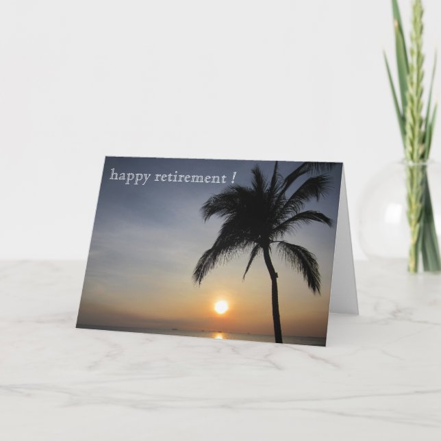 Carte retraite de la palme du coucher de soleil (Devant)