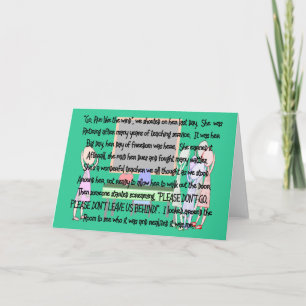 Carte Retraite de l'enseignant "Don't Go" Histoire Cadea