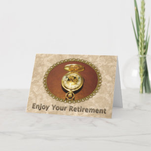 Carte Retraite des employés Elegant Golden Watch