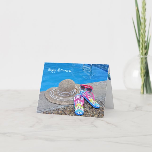 Carte Retraite d'été par piscine pour femme (Devant)