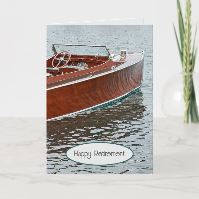 Carte Retraite en bois vintage (Devant)
