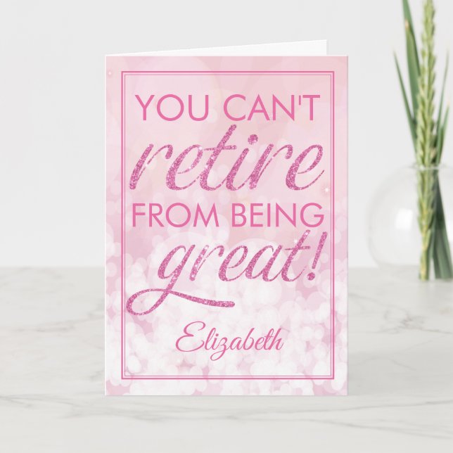 Carte Retraite Glamour Rose Retire Grande (Devant)