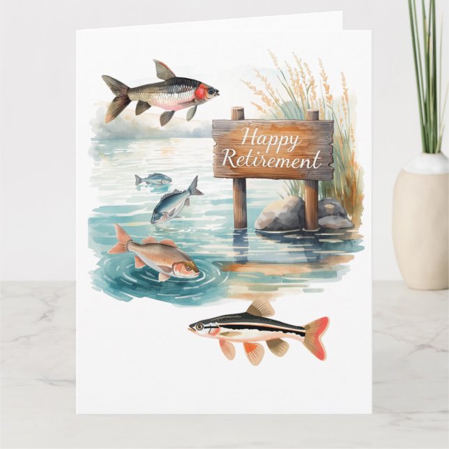 Carte Retraite heureuse de pêche pour les pêcheurs à la  (Devant)