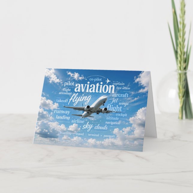 Carte Retraite pour pilote de jet volant dans un nuage d (Devant)
