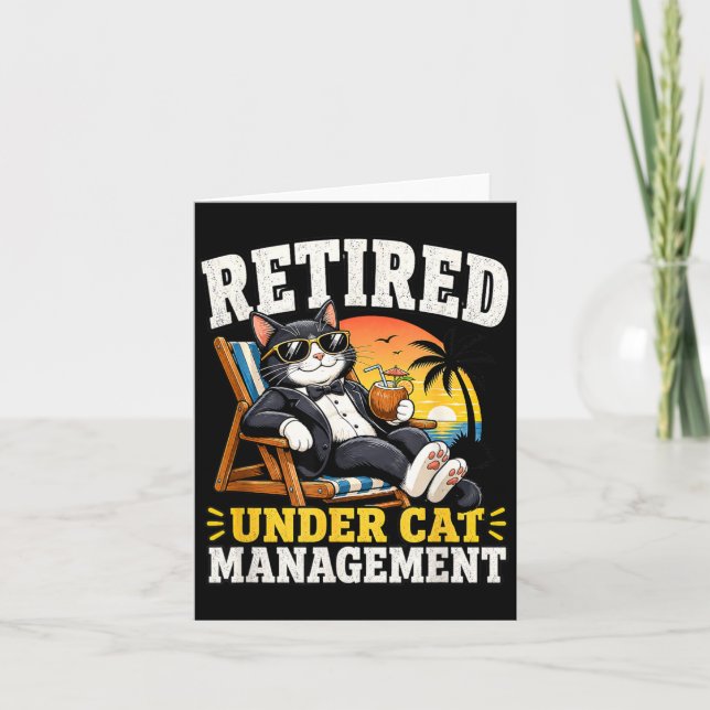 Carte Retraité sous gestion de chat Tuxedo drôle félin (Devant)