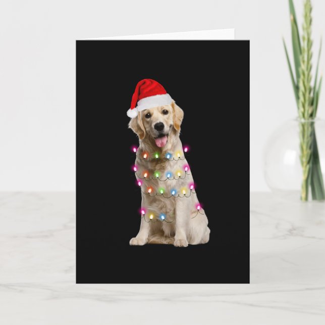 Carte retriever doré assis avec noël (Devant)