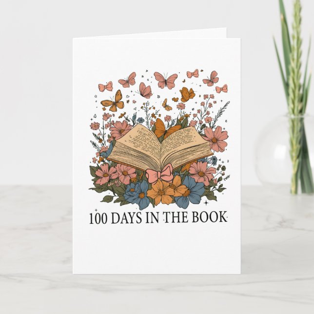 Carte Retro 100 Days Of School Flower Butterfly Theme (Devant)