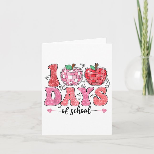 Carte Rétro 100 Jours De Sourire À L'École Face Mignonne (Devant)