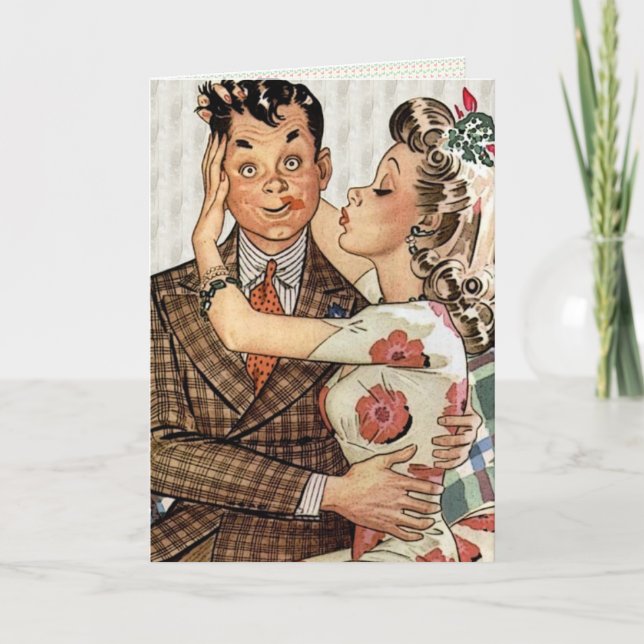 Carte Retro 1940 Kissing Couple (Devant)