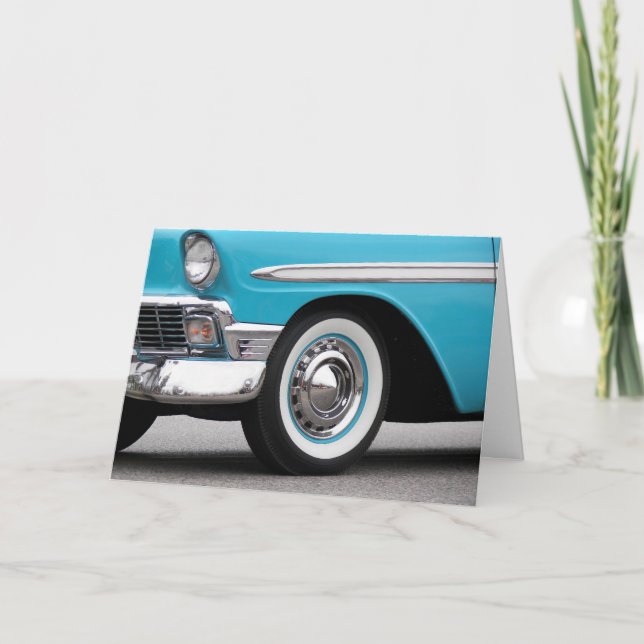 Carte Retro 1956 Turquoise Car pour un anniversaire (Devant)