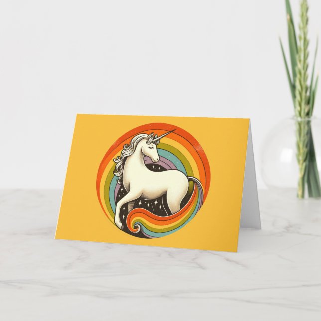 Carte Retro 1980s Rainbow Unicorn 80s Unicorns (Devant)