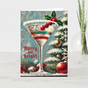 Carte Retro 50 Cranberry Snowflake Noël Martini