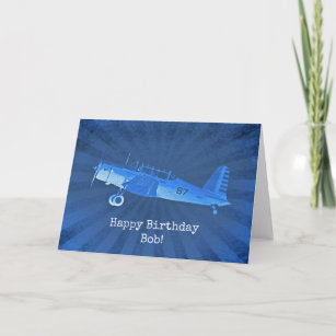 Carte Rétro #87 Avion Bleu Joyeux anniversaire