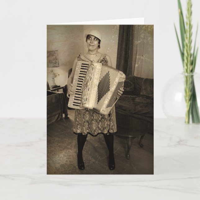 Carte Retro Accordion Girl (Devant)