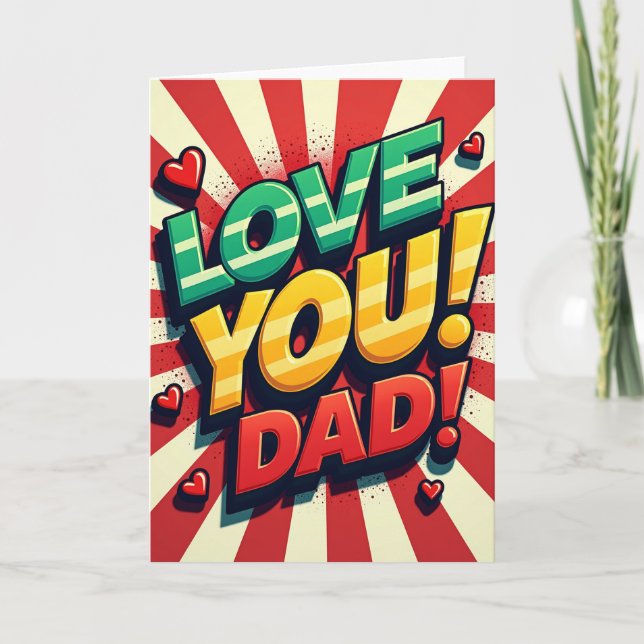 Carte Rétro Amour Papa (Devant)