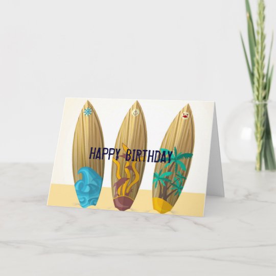 Carte Retro Anniversaire De Plage D Ete De Trio De Zazzle Fr