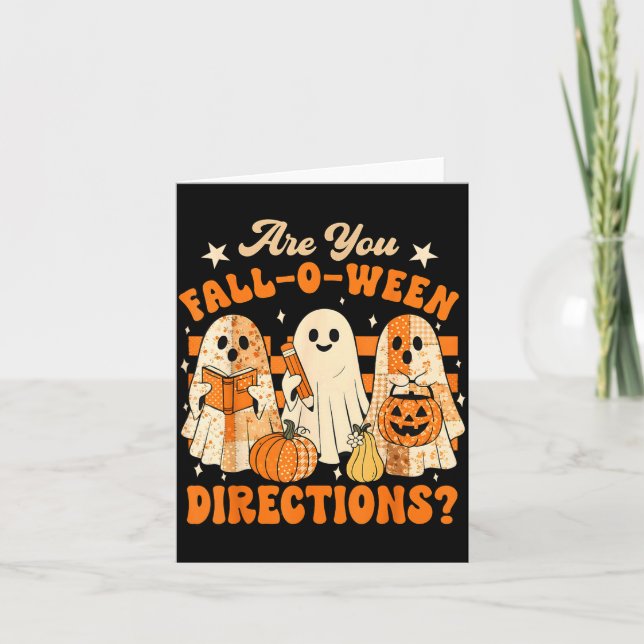Carte Retro Are You Fall O Ween Directions Teacher Hallo (Devant)