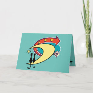 Carte Retro Atomique Era MCM Cool Cat Moon Toutes les oc